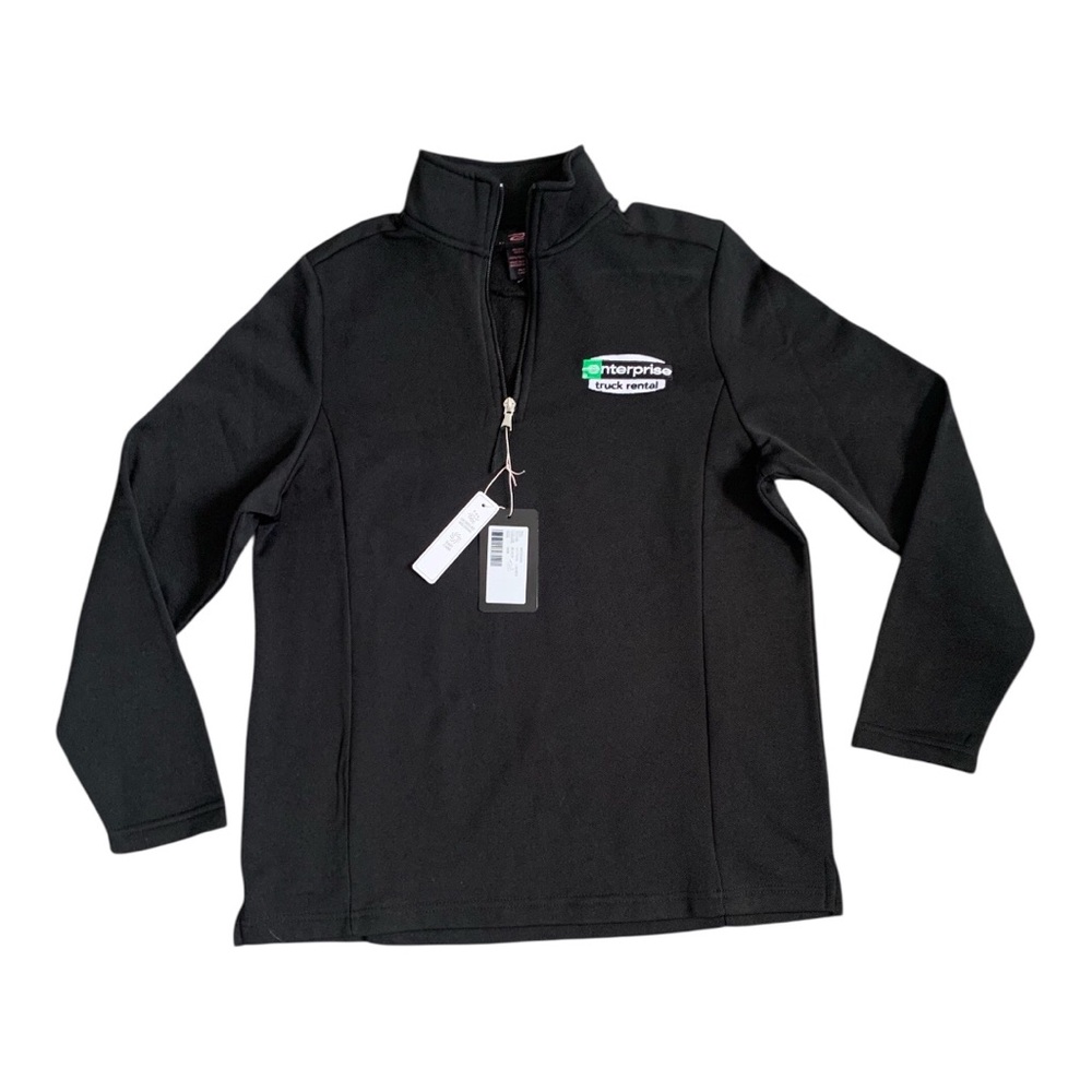ULTRA CLUB LADIES Black Quarter-Zip Pullover with Logo